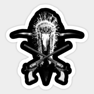 Long Horn Indian Style Skull Sticker